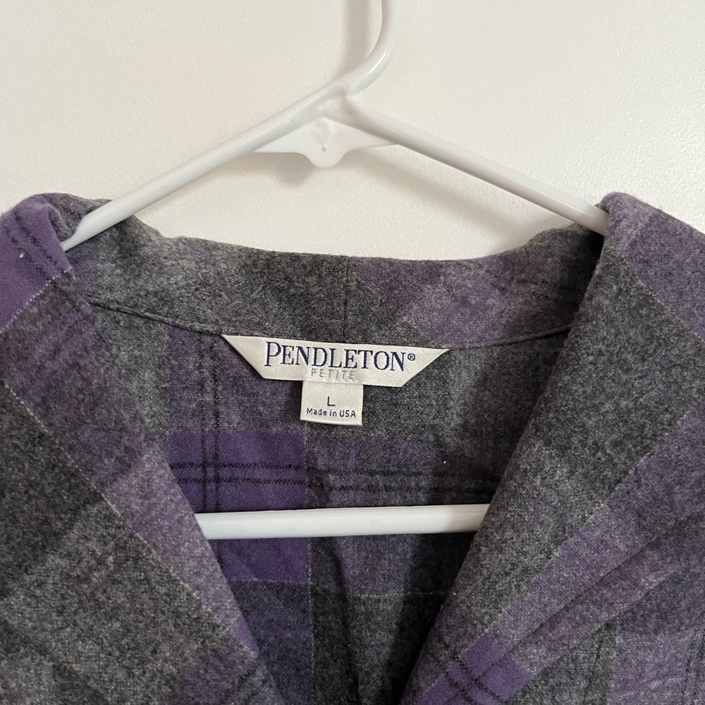 Pendleton Button Down Purple Grey Plaid Jacket Si… - image 7
